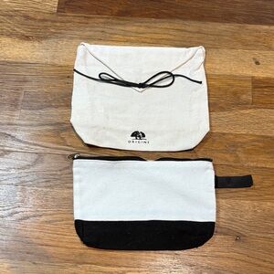 Origins linen cosmetic bag plus bonus bag